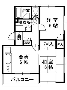 グリーングラスC(2DK/2階)の間取り写真