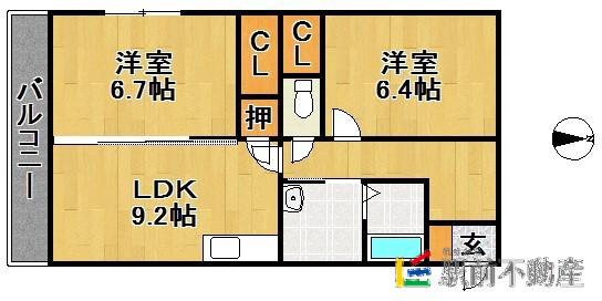 プロスペールSV(2LDK/6階)の間取り写真