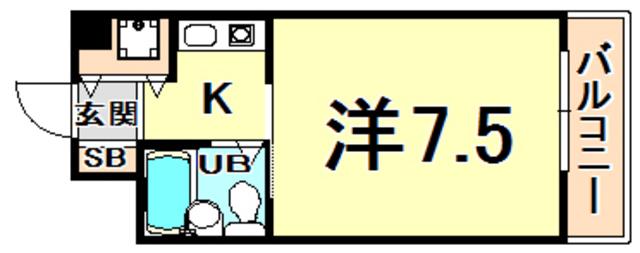 西北チェリー(1K/4階)の間取り写真
