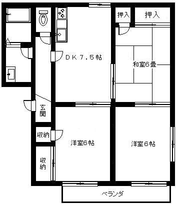 フレグランス田町(3DK/2階)の間取り写真