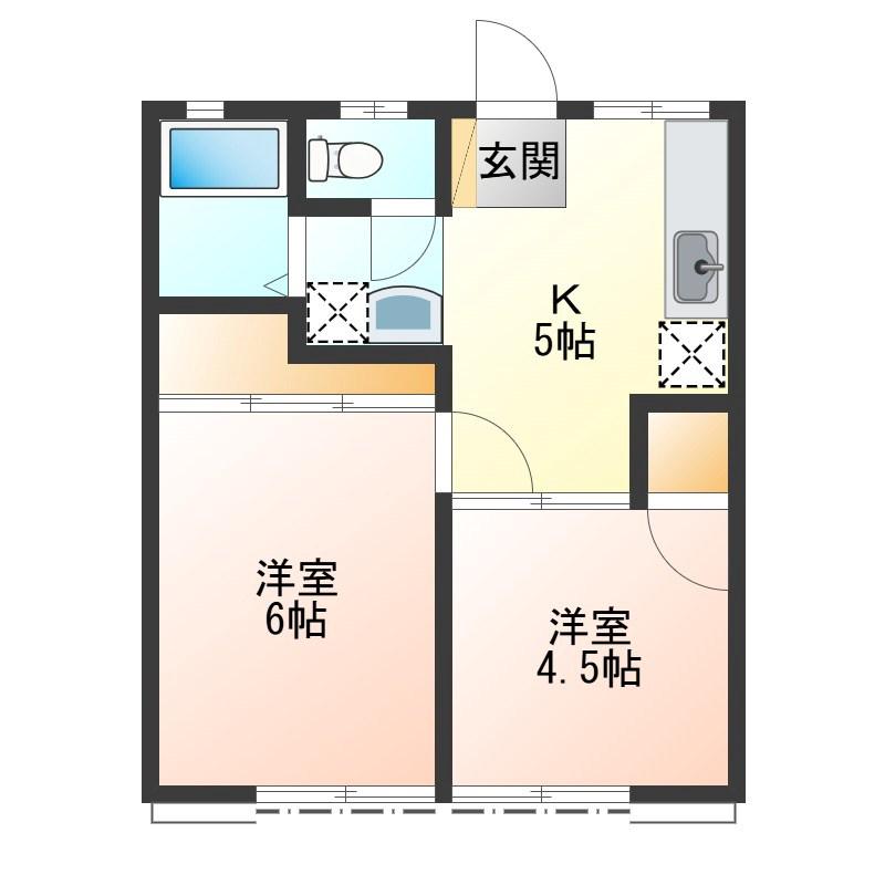 挟又ハイツC(2K/1階)の間取り写真