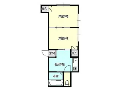 ブルーキャッスル(2DK/1階)の間取り写真