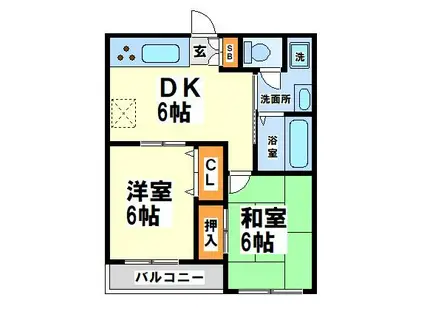 キャピタルコート(2DK/1階)の間取り写真
