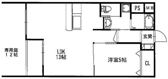戸坂コーポラス(1LDK/1階)の間取り写真