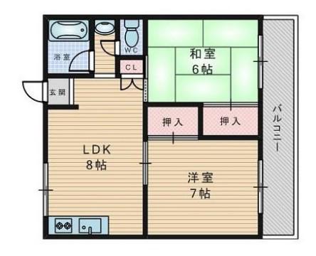 ハイツ緑(2LDK/2階)の間取り写真