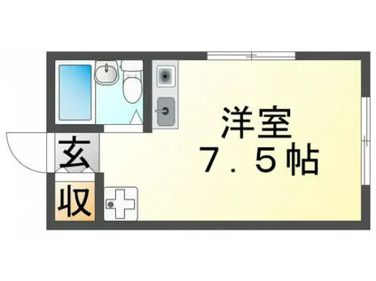 平田ハイツ(ワンルーム/2階)の間取り写真