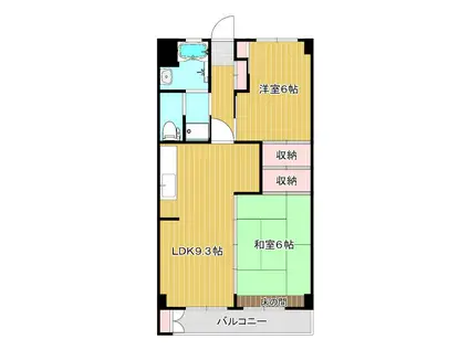 綱島マンション(2LDK/3階)の間取り写真