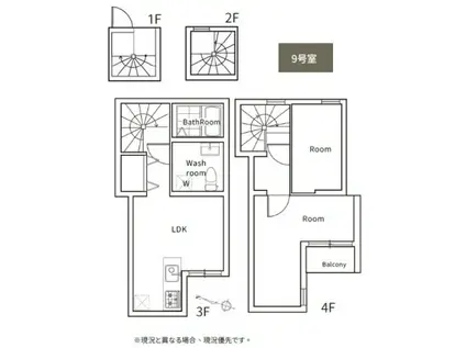 ポルトグランデ目黒かむろ坂(2LDK/4階)の間取り写真