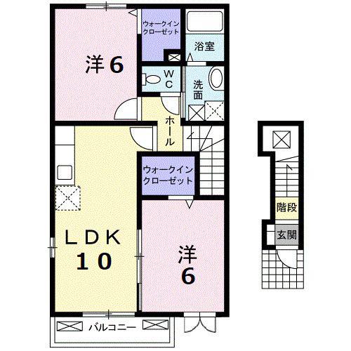 グリシーヌ(2LDK/2階)の間取り写真