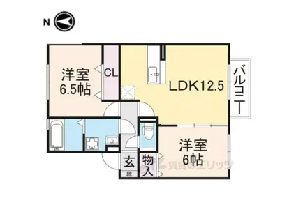 グラフォートⅡ(2LDK/2階)の間取り写真
