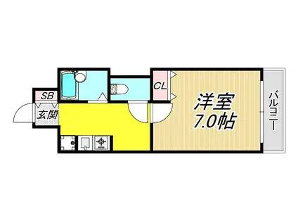 ガルボ塚口(1K/1階)の間取り写真