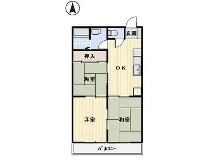 ウエストハイツ戸崎(3DK/4階)の間取り写真