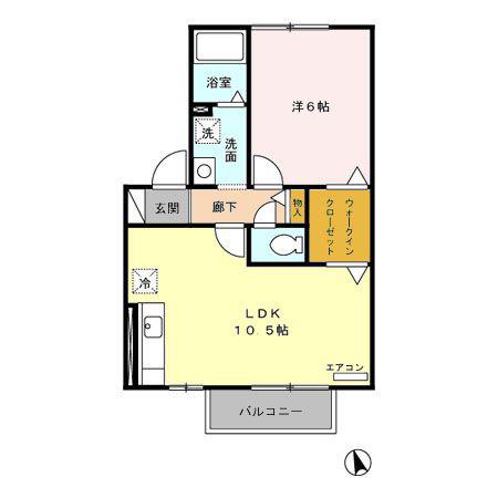 アネックス城山(1LDK/2階)の間取り写真