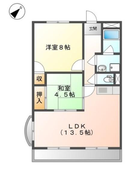メゾン・ボヌール(2LDK/2階)の間取り写真