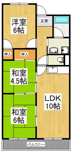 アプティ3番館(3LDK/4階)の間取り写真
