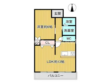 メゾンマツバ(1LDK/3階)の間取り写真