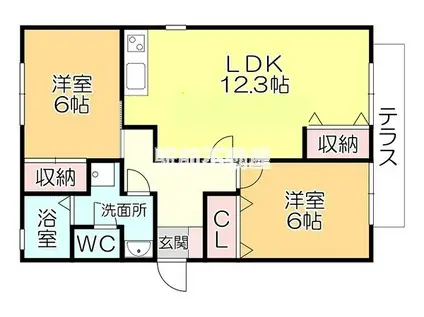 トゥインクル山下 A棟(2LDK/1階)の間取り写真
