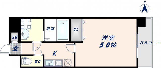 グランシス高井田(1K/8階)の間取り写真
