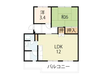 エルムハウス(2LDK/4階)の間取り写真
