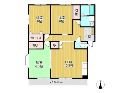 スカイハイツ(3LDK/1階)の間取り写真