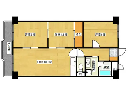 アームズ皆実(3LDK/6階)の間取り写真