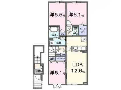 ビリーブグット VIII(3LDK/2階)の間取り写真