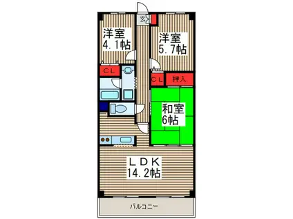 ラトゥール戸田(3LDK/1階)の間取り写真