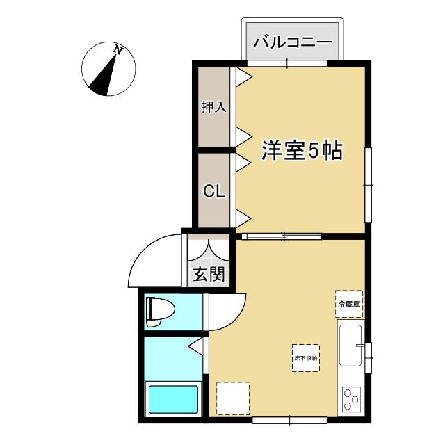 フローラルハイツ鏡町内田2番館(1K/2階)の間取り写真