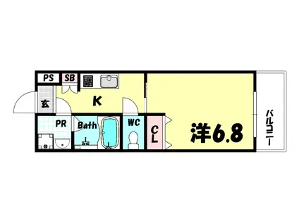 ERCITY`S御影塚町(1K/4階)の間取り写真