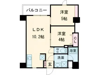 スカイテラス(2LDK/8階)の間取り写真