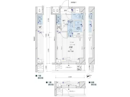 メインステージ府中中河原駅前(1K/4階)の間取り写真