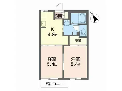 サンビクトワールA(2K/2階)の間取り写真