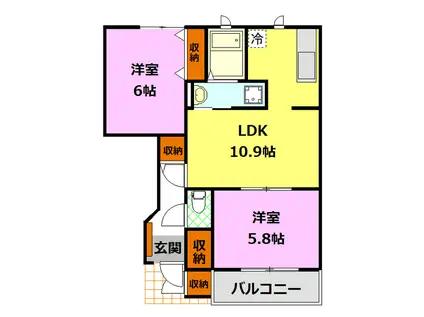 GOOD IMPRESSB(2LDK/1階)の間取り写真