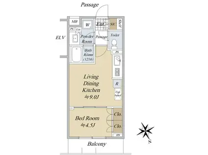 オープンレジデンシア吉祥寺本町テラス(1LDK/1階)の間取り写真