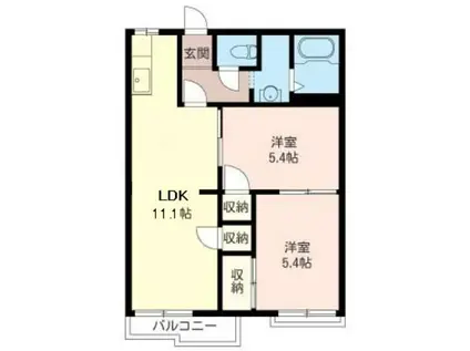 セントラルハイツ(2LDK/2階)の間取り写真