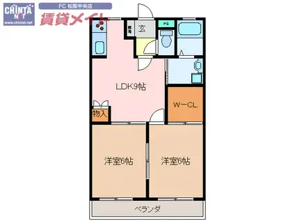 レジデンス善(2LDK/1階)の間取り写真