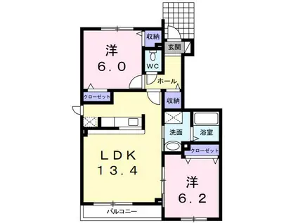 サニーガーデン I(2LDK/1階)の間取り写真