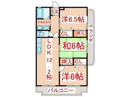 ディアコート宇宿(3LDK/1階)の間取り写真