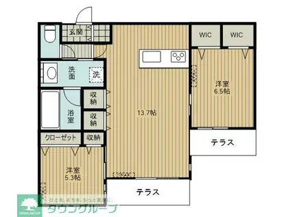 PADDINGTON(2LDK/1階)の間取り写真