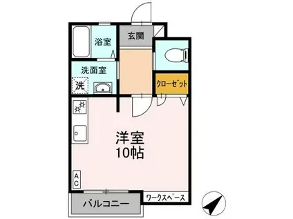 クリスタル甲府丸の内(ワンルーム/2階)の間取り写真