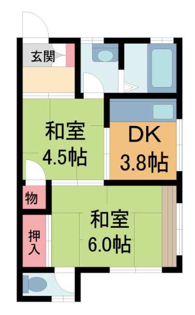 吉岡マンション(2DK/2階)の間取り写真