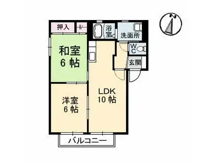 ILEXHEIM B棟(2LDK/2階)の間取り写真