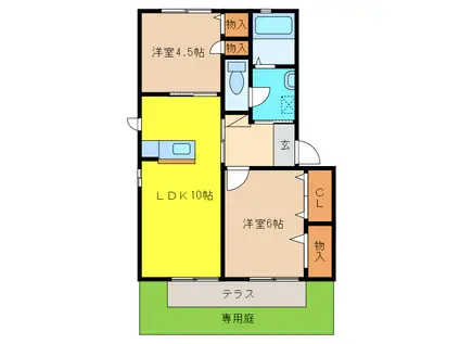 ESPOIR(2LDK/1階)の間取り写真