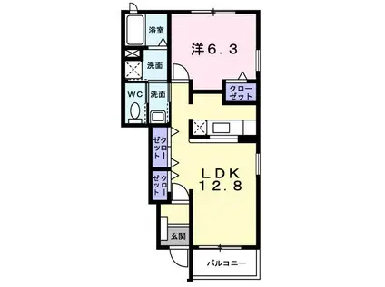 ファミールII(1LDK/1階)の間取り写真