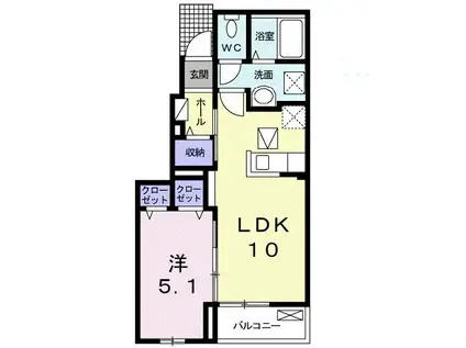 シャトー・ル・シャトーI(1LDK/1階)の間取り写真