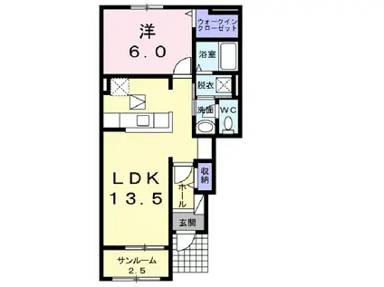 アイレジデンス I番館(1LDK/1階)の間取り写真