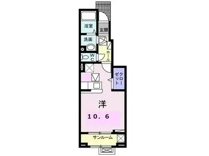 ブライト スクエアI(ワンルーム/1階)の間取り写真