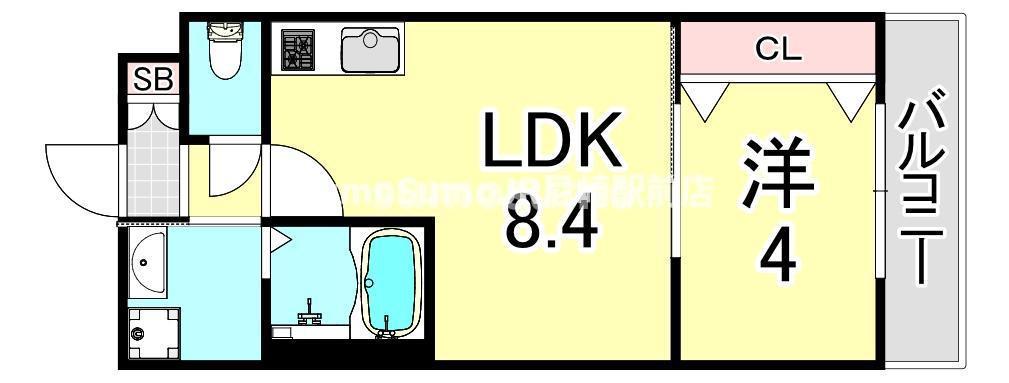 H-MAISON御幣島I(1LDK/1階)の間取り写真