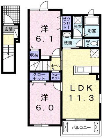 ロジュマン リアンB(2LDK/2階)の間取り写真