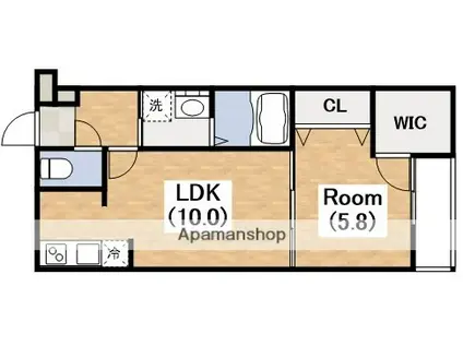 フジパレス遠里小野VI番館(1LDK/1階)の間取り写真